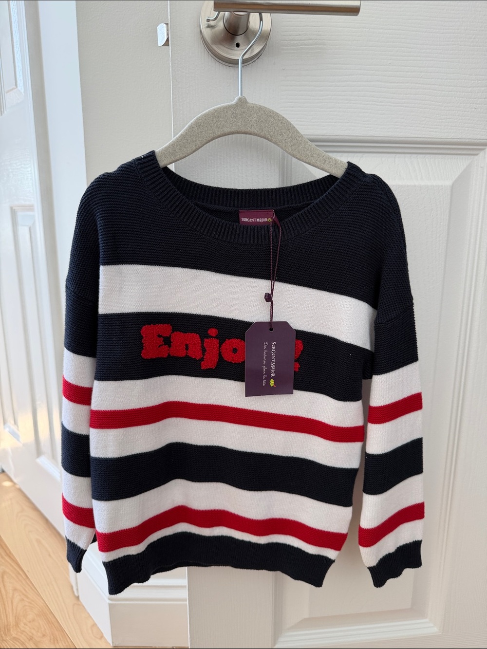 Sergent Major Kids Navy Red White “Enjoy” Knit Pullover Sweater Size 3A (3T)